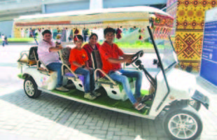 Jolly ride on golf carts for delegates